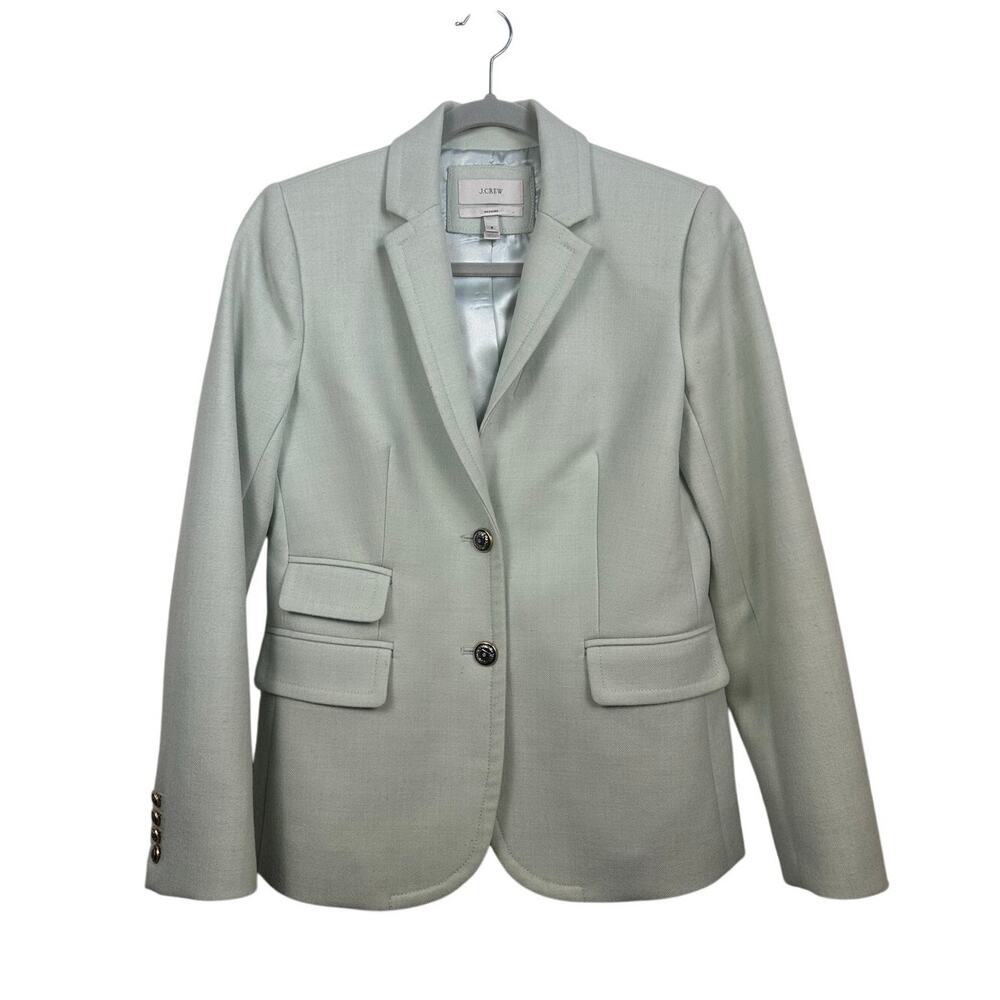 J. Crew Beautiful Mint green 100% Wool Blazer Size 8 Gold Buttons